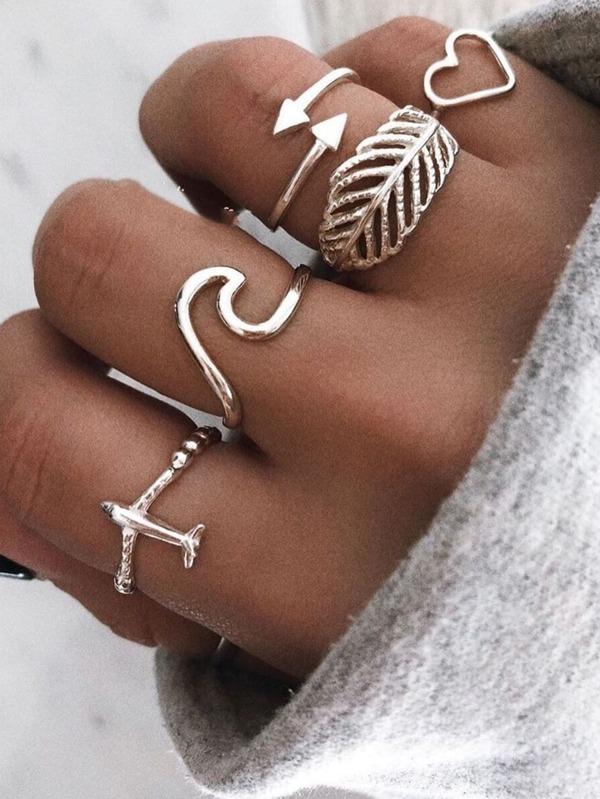 5pcs Heart Decor Ring - LuckyFash™