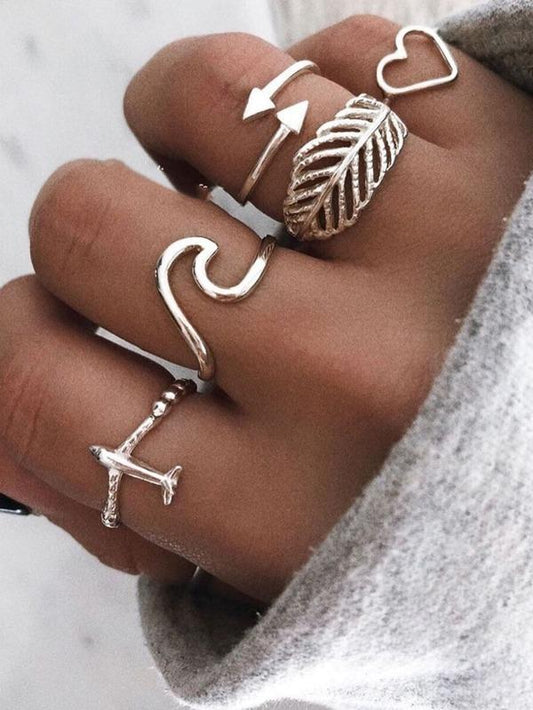 5pcs Heart Decor Ring - LuckyFash™