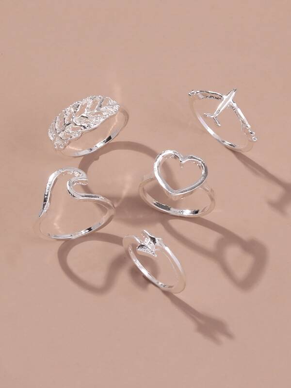 5pcs Heart Decor Ring - LuckyFash™