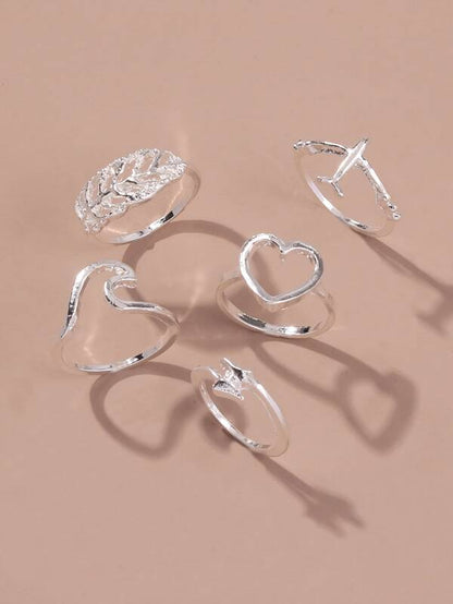 5pcs Heart Decor Ring - LuckyFash™