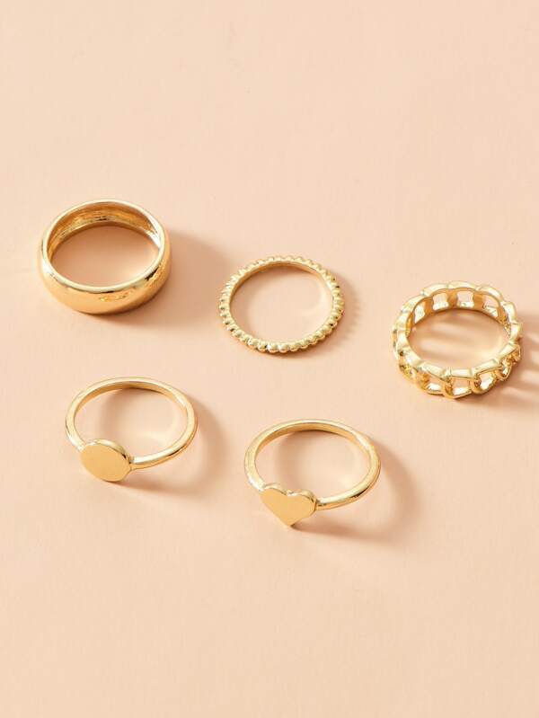 5pcs Heart Decor Ring - LuckyFash™