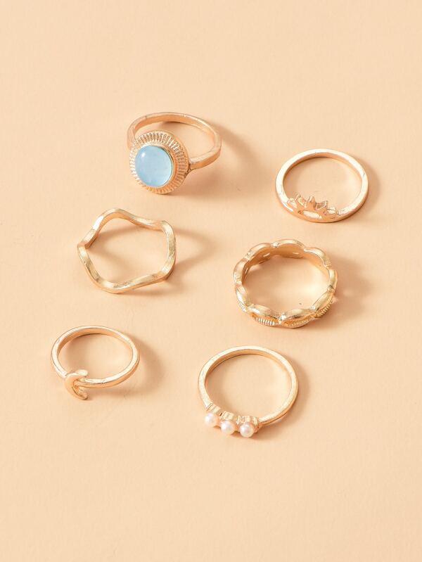 6pcs Faux Pearl Decor Ring - LuckyFash™