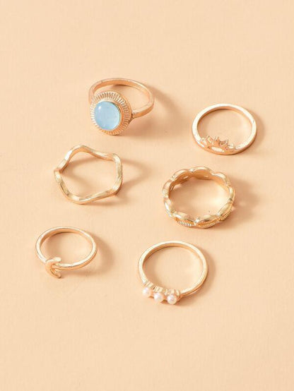 6pcs Faux Pearl Decor Ring - LuckyFash™