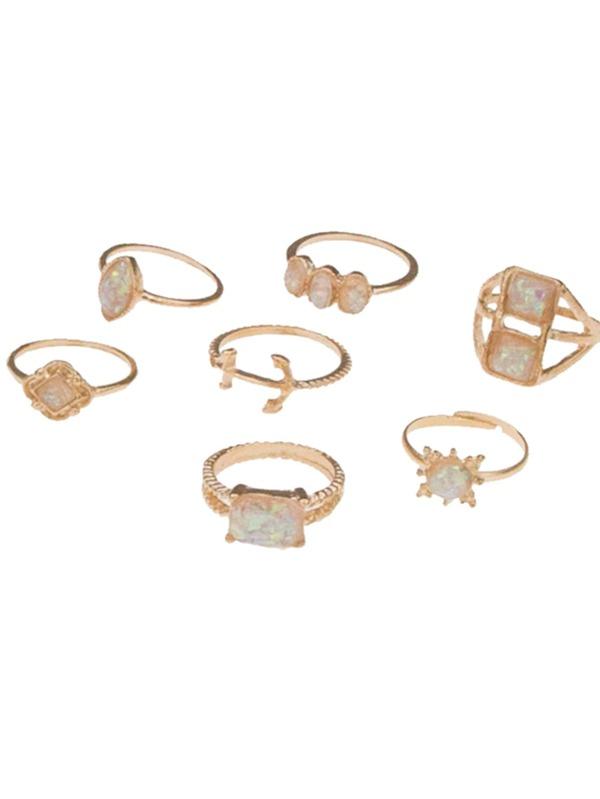 7pcs Gemstone Decor Ring - LuckyFash™