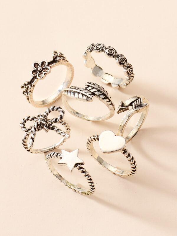 7pcs Star & Bow Decor Ring - LuckyFash™