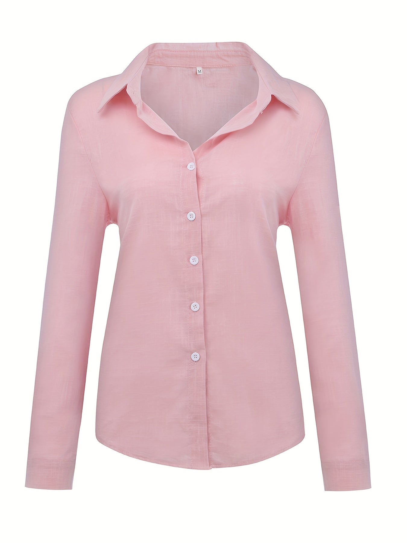 Long Sleeve Linen Shirt, Casual Button Up Shirt For Spring & Fall, Women's Clothing