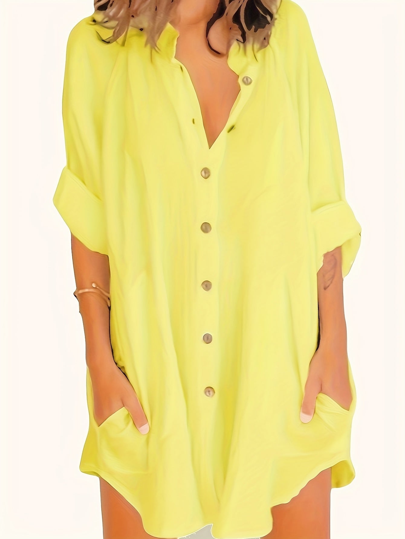 Long Sleeve Shirt Dress, Button Up Casual Dress, Women's Clothing