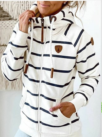 Hoodies Leather Striped Pocket Zip Hoodie - LuckyFash™