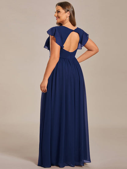 Sophisticated Plus Size Chiffon A-Line Bridesmaid Dress with Back Detail