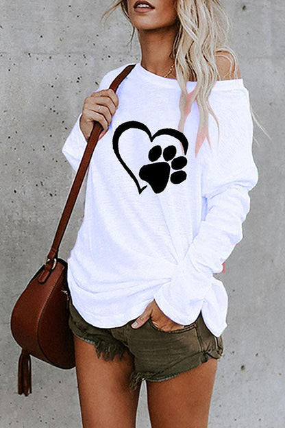 Heart Print Scoop Neck Casual T-Shirt - LuckyFash™