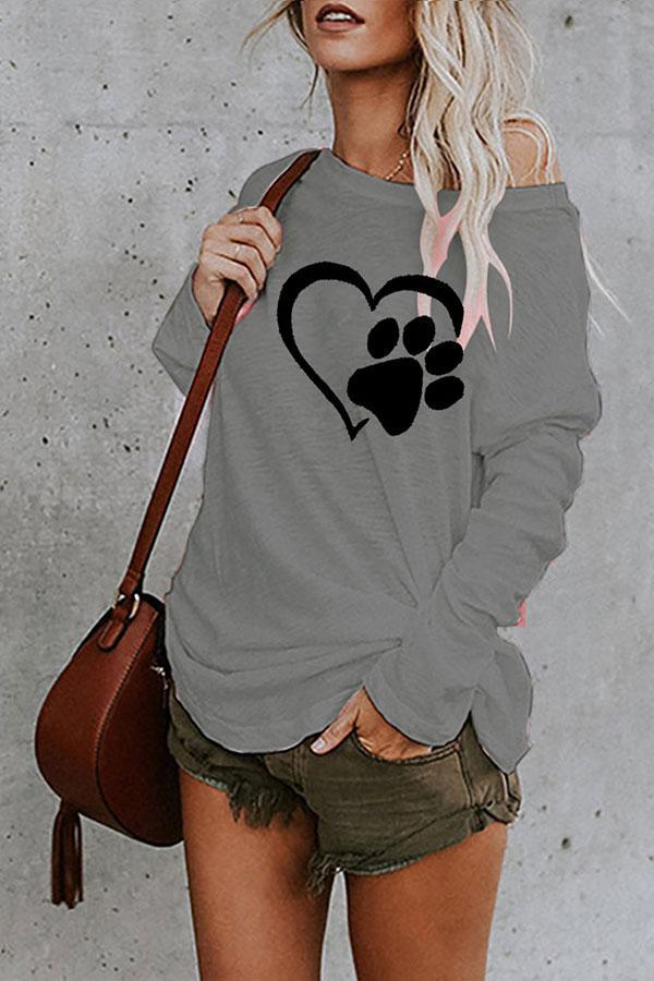 Heart Print Scoop Neck Casual T-Shirt - LuckyFash™