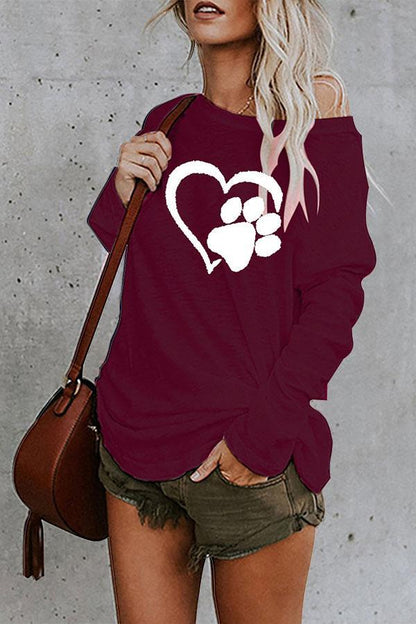 Heart Print Scoop Neck Casual T-Shirt - LuckyFash™