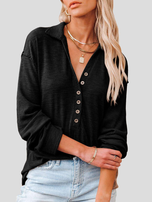 Lapel Fashion Buttoned Long Sleeve Blouses - LuckyFash™
