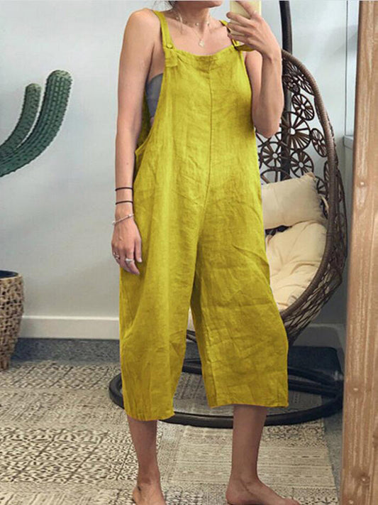 Women's Jumpsuits Solid Casual Cropped Sleeveless Jumpsuit - LuckyFash™