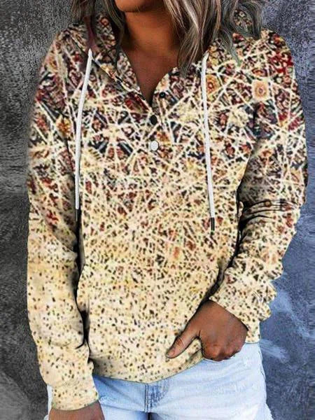 Women's Hoodies Casual Printed Pocket Long Sleeve Drawstring Hoodie - LuckyFash™