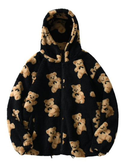 Hoodies Cartoon Bear Zip Pocket Plush Hoody - LuckyFash™