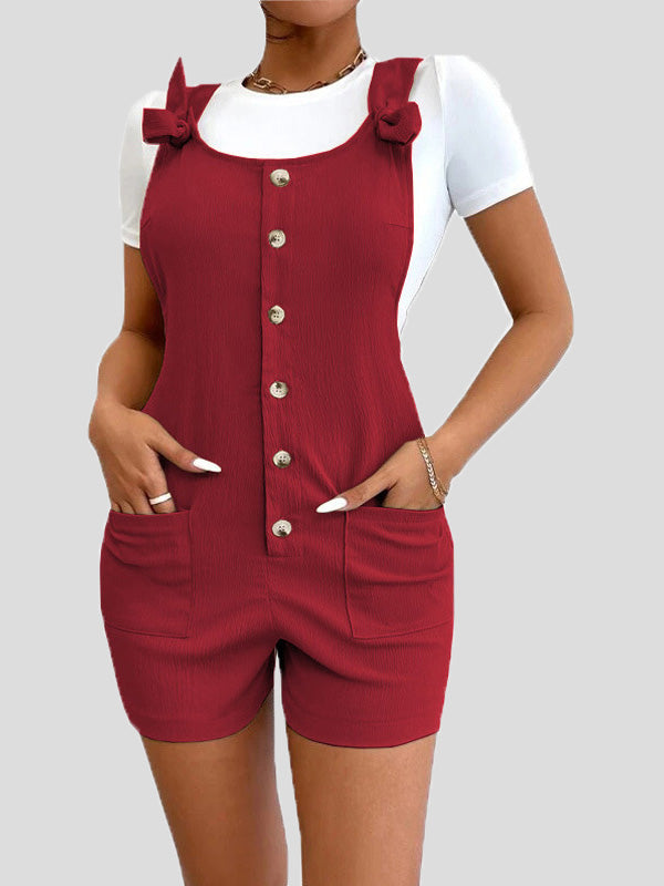Women's Jumpsuits Casual Solid Button Pocket Bib Jumpsuit - LuckyFash™