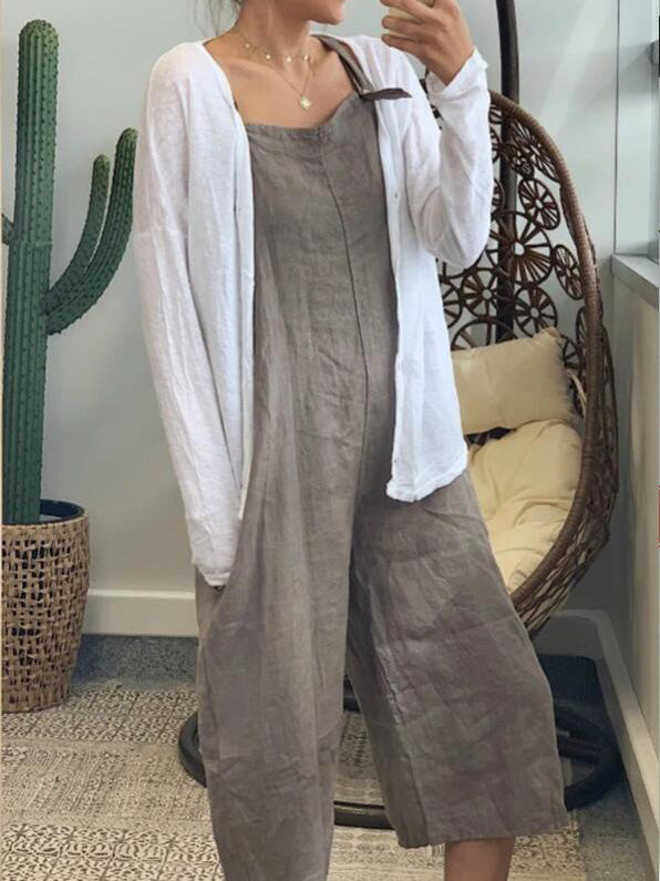 Women's Jumpsuits Solid Casual Cropped Sleeveless Jumpsuit - LuckyFash™