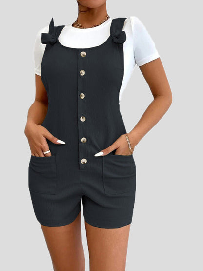 Women's Jumpsuits Casual Solid Button Pocket Bib Jumpsuit - LuckyFash™