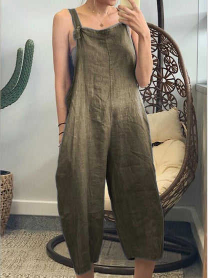 Women's Jumpsuits Solid Casual Cropped Sleeveless Jumpsuit - LuckyFash™