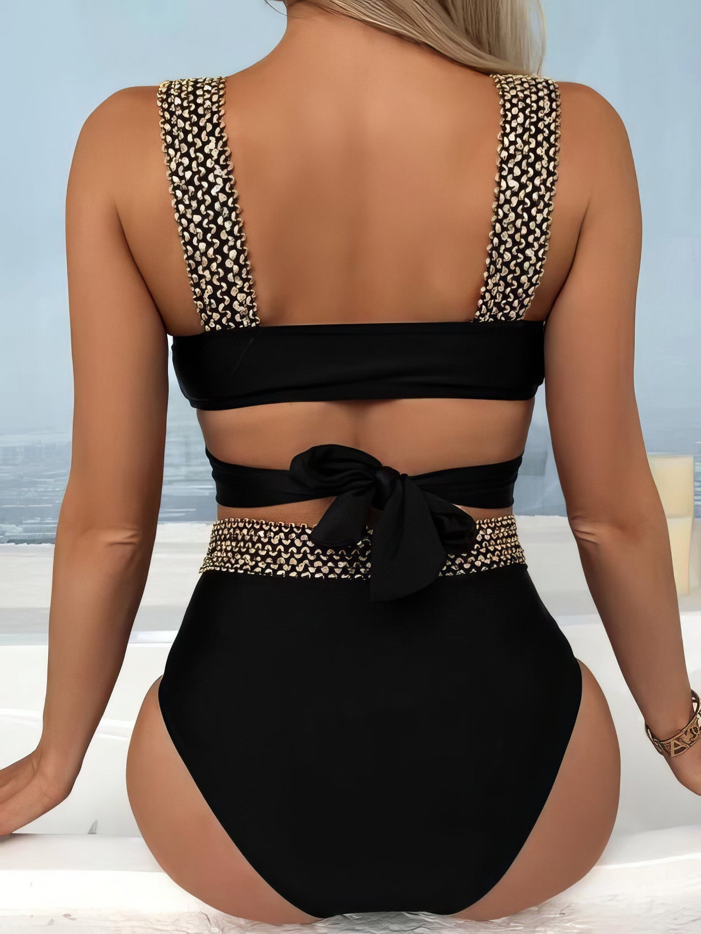 Bikinis Metal Sling High Waist Cutout Two-Piece Bikini - LuckyFash™