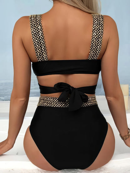 Bikinis Metal Sling High Waist Cutout Two-Piece Bikini - LuckyFash™