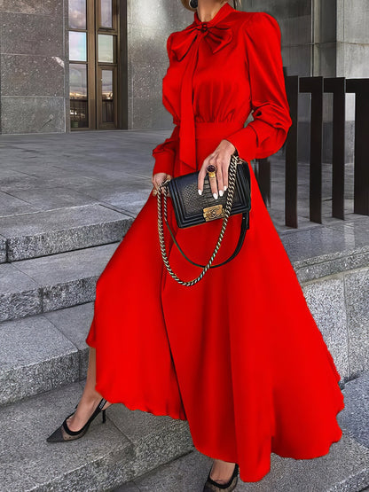 Dresses Bowknot Long Sleeve Temperament Dress - LuckyFash™