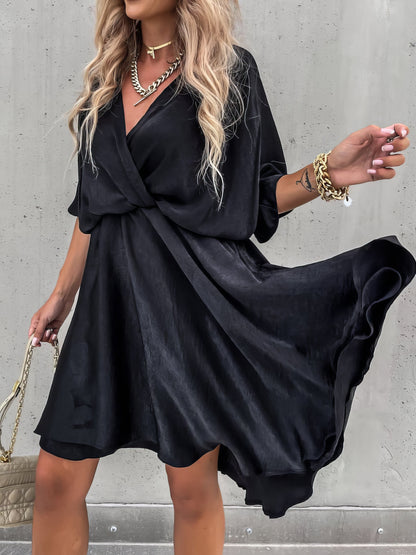 Dresses Loose V-Neck Short Sleeve Mini Dress - LuckyFash™