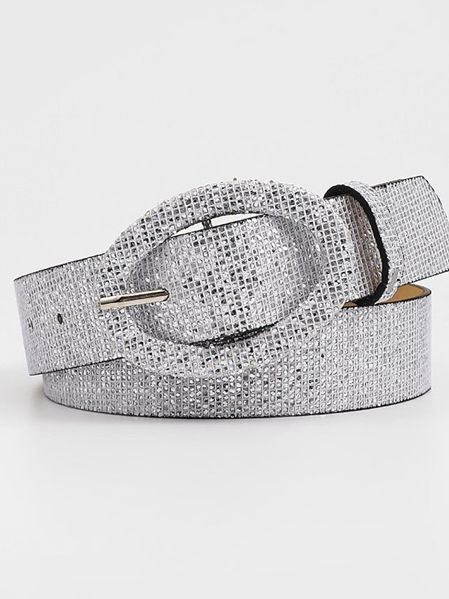 Women's Belt Leather Silver Light Yellow Fuchsia Gold Waist Belt Daily Pure Color - LuckyFash™