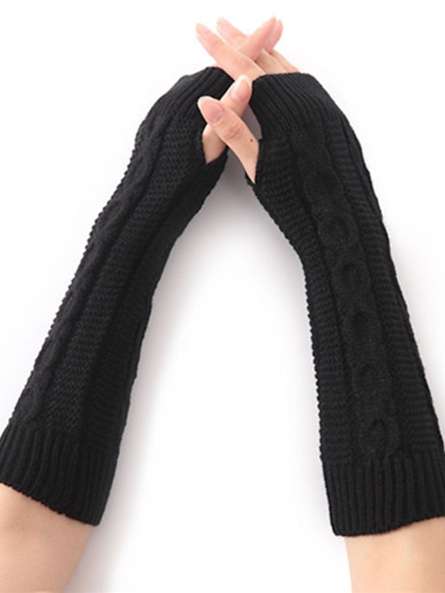 Unisex Fingerless Gloves Date Vacation Casual Daily Solid / Plain Color Knitting Warm Ups Warm 1 Pair - LuckyFash™
