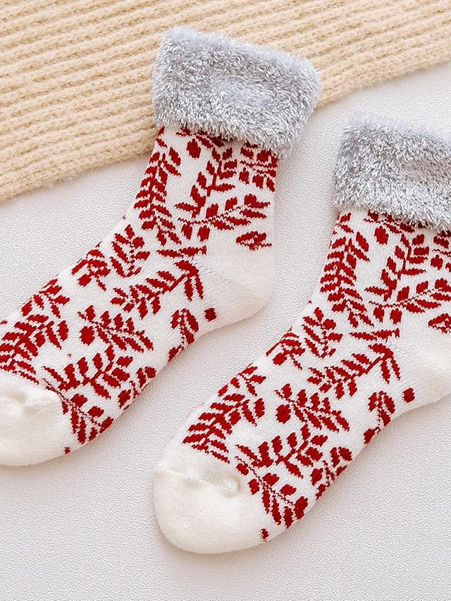 Women's Crew Socks Thick Winter Warm Socks Home Christmas Work Polyester Spandex Nylon Basic Casual Warm Elastic Casual 1 Pair - LuckyFash™