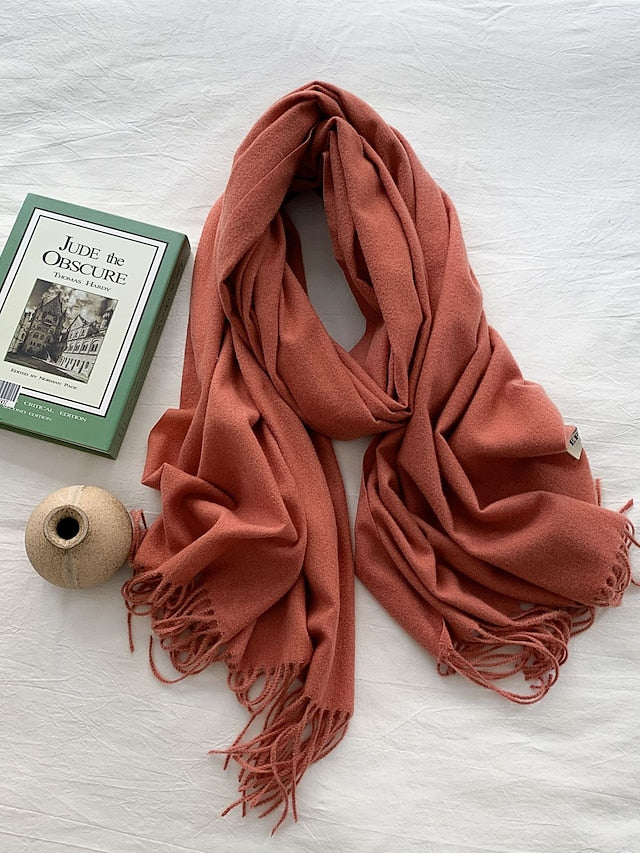 Women's Women's Shawls & Wraps Party Black Scarf Pure Color / Basic / Green / Khaki / Fall / Winter - LuckyFash™