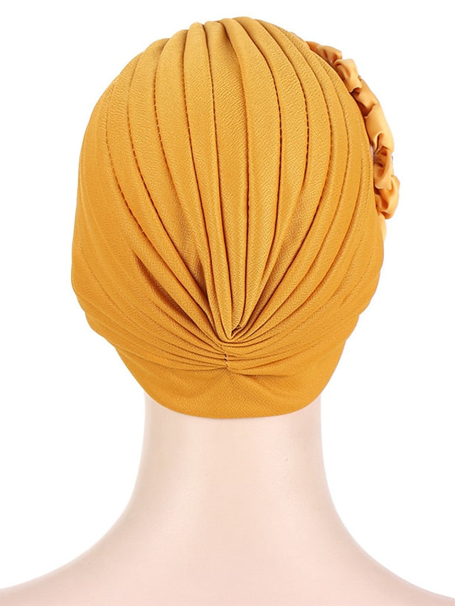 Elegant Women Five Flowers Turban Caps Muslim Elastic Crystal Party Headscarf Bonnet Ladies Hair Accessories Indian Cap - LuckyFash™