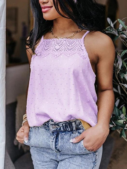 All-match Solid Color Lace Sleeveless Camisole - LuckyFash™
