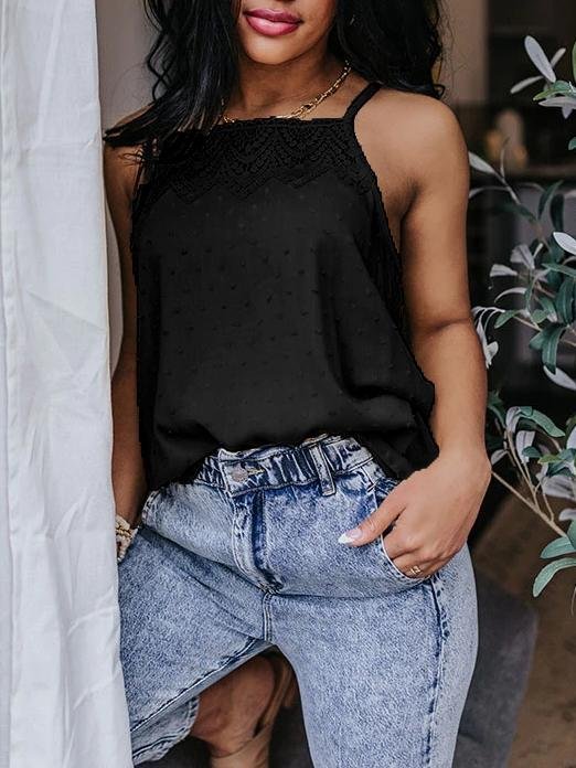 All-match Solid Color Lace Sleeveless Camisole - LuckyFash™