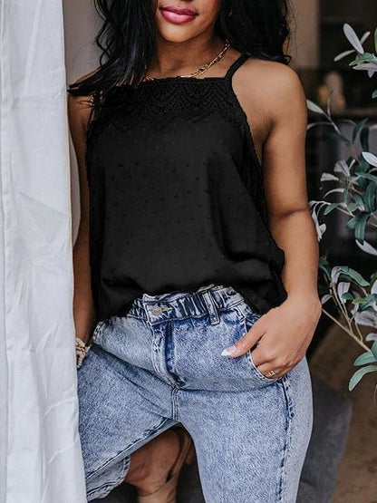 All-match Solid Color Lace Sleeveless Camisole - LuckyFash™