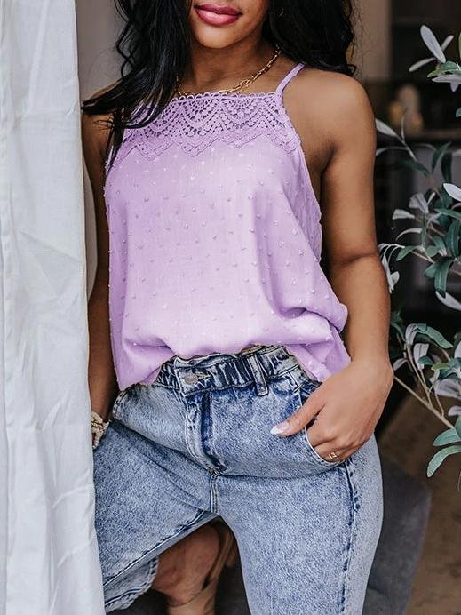 All-match Solid Color Lace Sleeveless Camisole - LuckyFash™