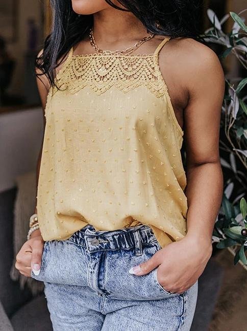 All-match Solid Color Lace Sleeveless Camisole - LuckyFash™