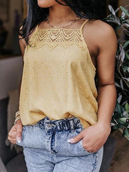 All-match Solid Color Lace Sleeveless Camisole - LuckyFash™