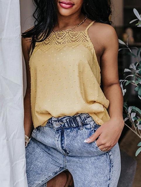 All-match Solid Color Lace Sleeveless Camisole - LuckyFash™