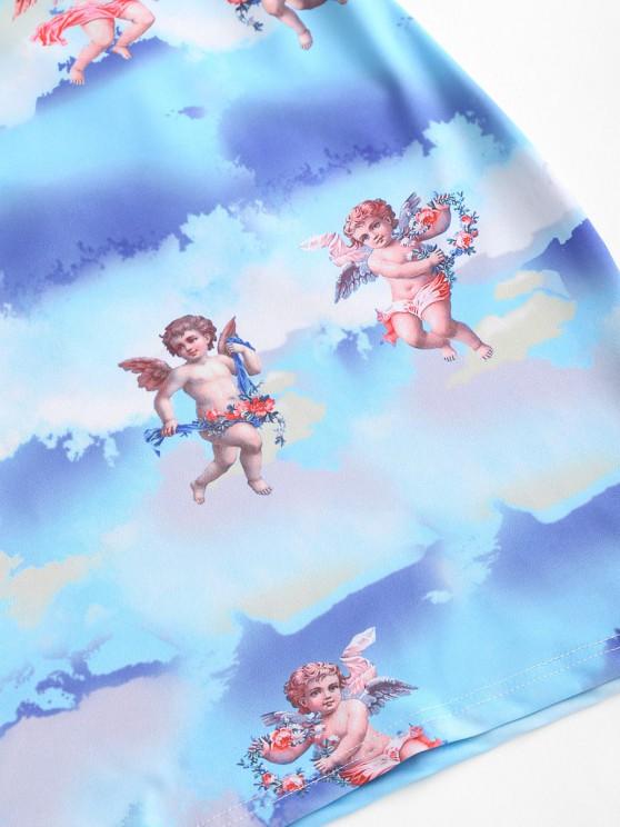 Angel Print Lace Up Renaissance Art Mini Dress - LuckyFash™