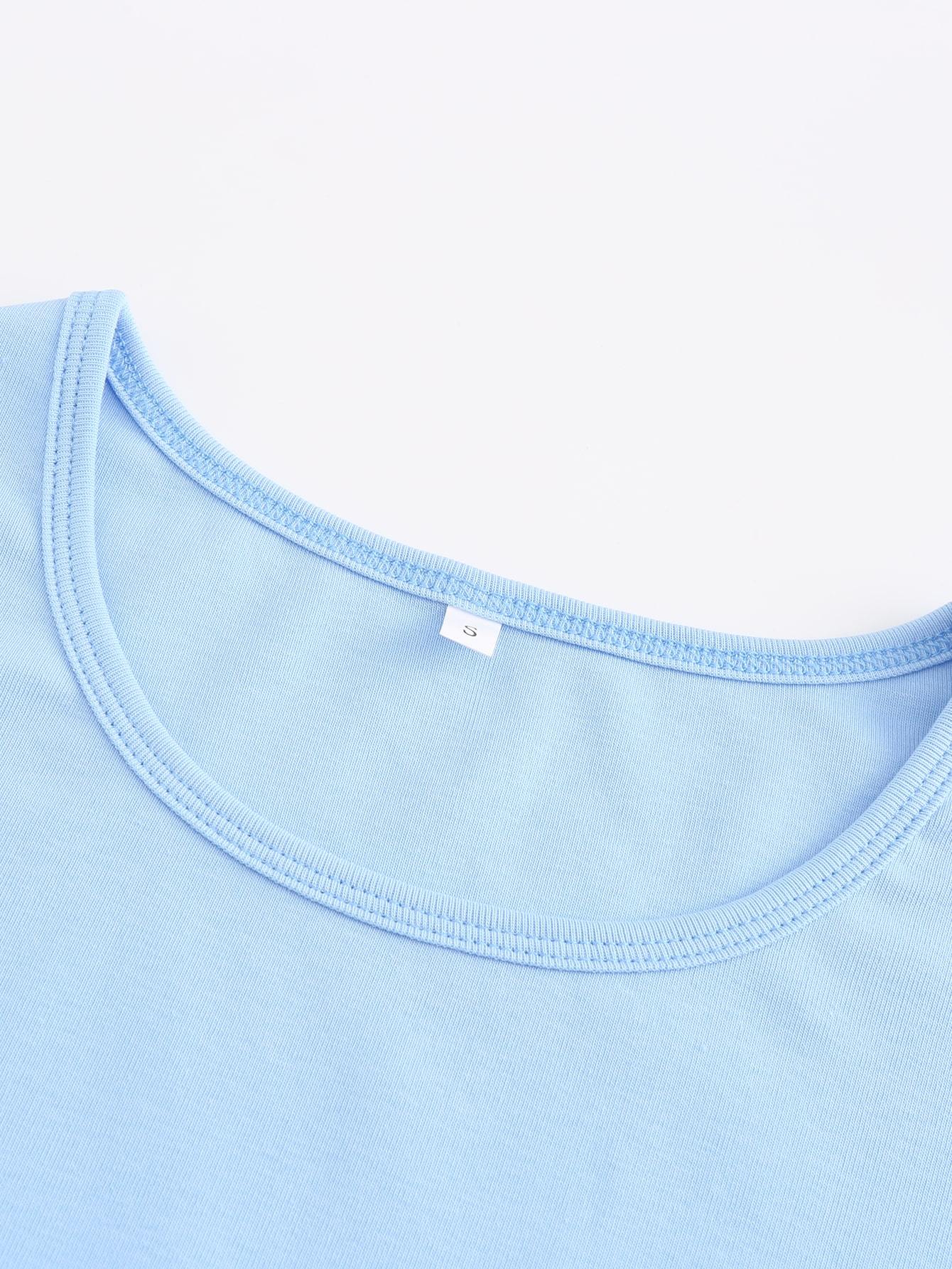 Angel Print Lettuce Trim Tee - LuckyFash™