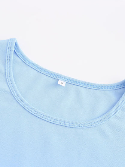 Angel Print Lettuce Trim Tee - LuckyFash™