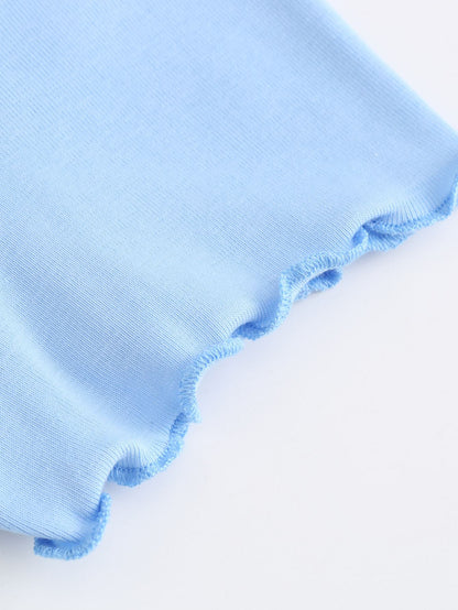 Angel Print Lettuce Trim Tee - LuckyFash™