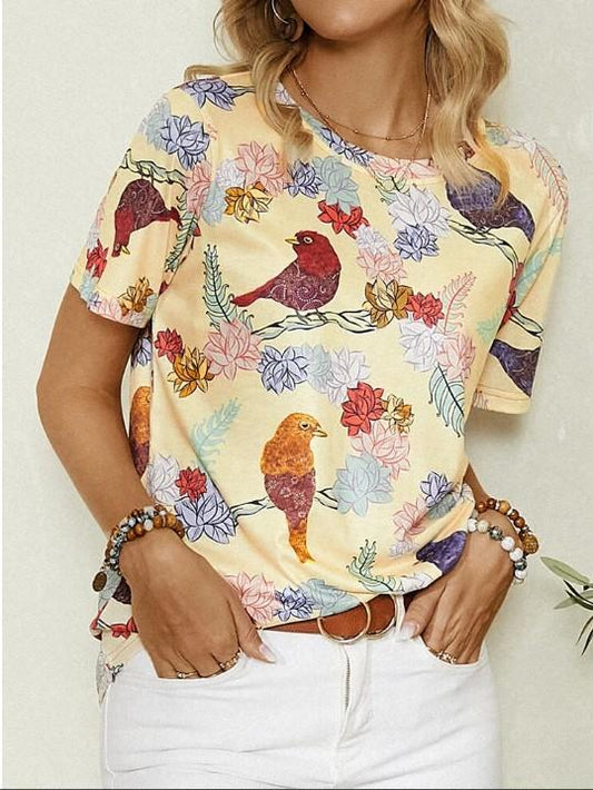 Animal Print Short Sleeve Round Neck Casual T-Shirt - LuckyFash™