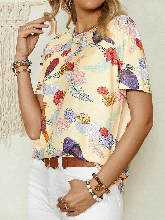 Animal Print Short Sleeve Round Neck Casual T-Shirt - LuckyFash™