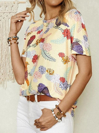 Animal Print Short Sleeve Round Neck Casual T-Shirt - LuckyFash™