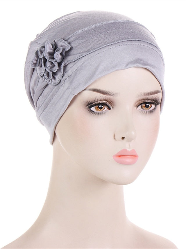 Women Turban Hat African Turban Covers Vintage Plain Head Wraps Soft Beanie Hat Headwear for Female - LuckyFash™
