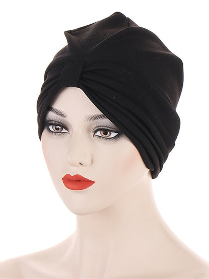 Fashion Solid Color Women Muslim Headscarf Top Knotted Turban Hat Sleep Hat Inner Hijab Bonnet Femme Round Head Cover Headwrap - LuckyFash™