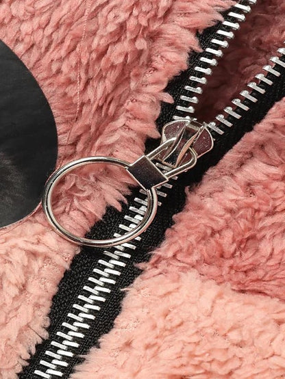 Fleece Jacket Pullover Casual Sherpa Fleece Teddy Zip Up Front Pocket Black Light Green Pink Cat Street Hoodie Plus Size Long Sleeve Fleece for Women - LuckyFash™